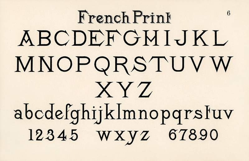 French style fonts from Draughtsman's Alphabets by Hermann Esser (1845–1908). Digitally enhanced from our own 5th…
