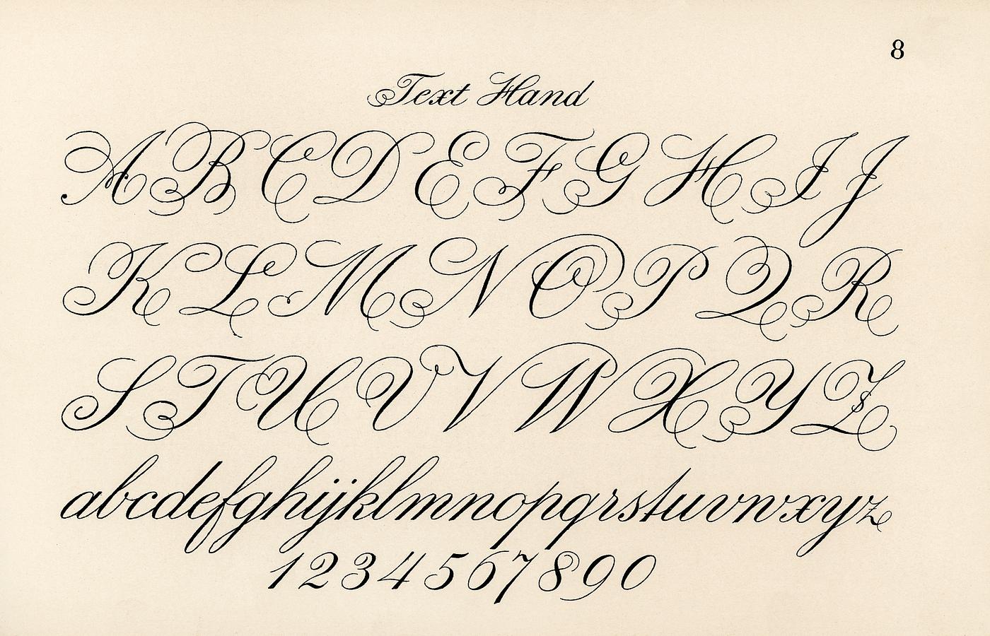 Cursive fonts from Draughtsman's Alphabets by Hermann Esser (1845