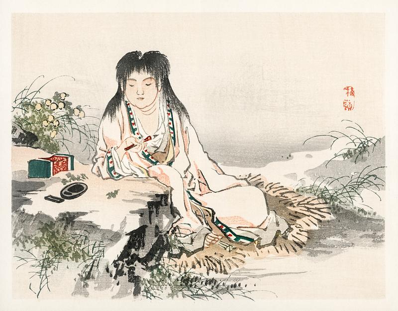 Calligraphy artist by Kōno Bairei (1844-1895). Digitally enhanced from our own original 1913 edition of Bairei Gakan. Calligraphy artist by Kōno Bairei (1844-1895). Digitally enhanced from our own original 1913 edition of Bairei Gakan.