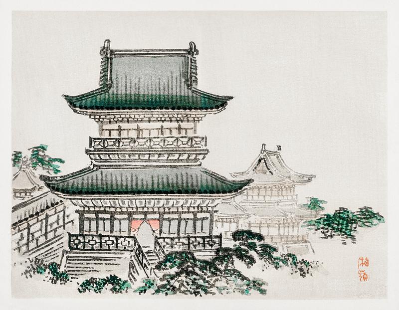 Japanese Architecture by Kōno Bairei (1844-1895). Digitally enhanced from our own original 1913 edition of Barei Gakan. Japanese Architecture by Kōno Bairei (1844-1895). Digitally enhanced from our own original 1913 edition of Barei Gakan.