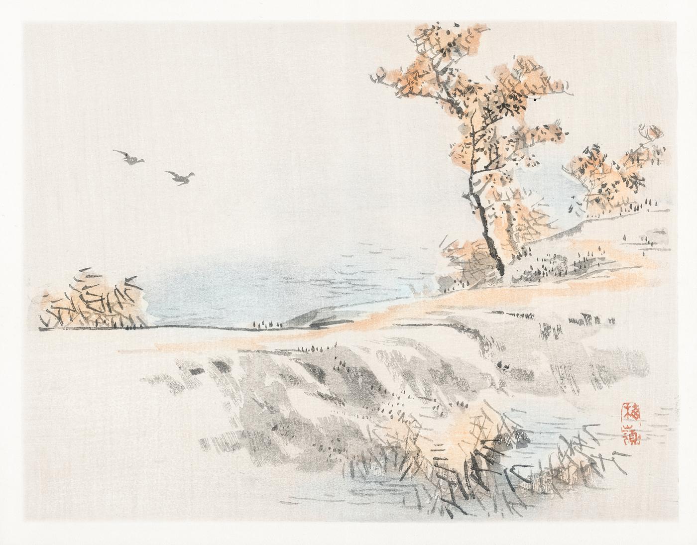 Landscape by Kōno Bairei (1844-1895). Digitally enhanced from our own original 1913 edition of Barei Gakan. Landscape by Kōno Bairei (1844-1895). Digitally enhanced from our own original 1913 edition of Barei Gakan.