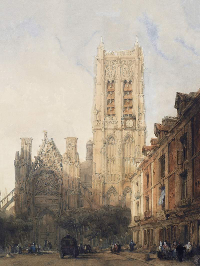 Church of St. Jacques, Dieppe (n.d.) by
David Roberts. Original from Museum of New Zealand. Digitally enhanced by rawpixel.