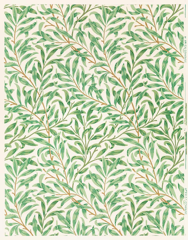 Vintage willow bough vintage illustration wall art print and poster design remix from the original artwork by William Morris.