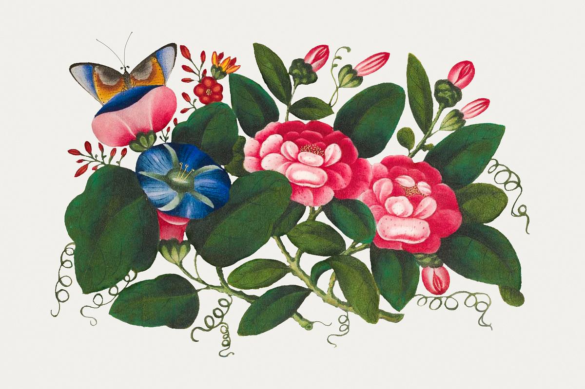 Vintage Chinese botanical painting | Free public domain illustration Chinese peony painting from the Qing Dynasty (1644–1911) by anonymous. Original from The MET Museum. Digitally enhanced…