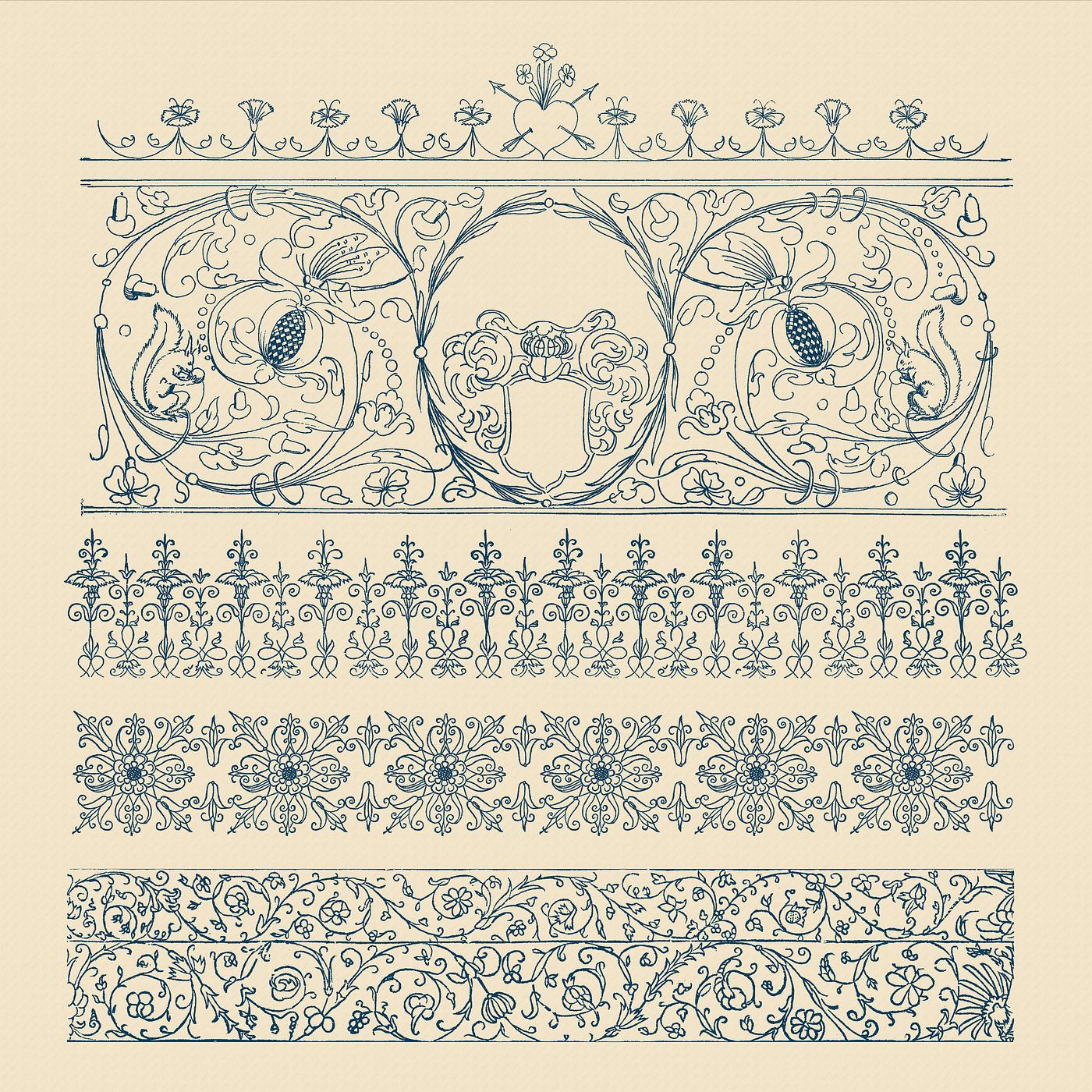 Vintage ornaments from the public domain, modified by rawpixel. Vintage ornaments from the public domain, modified by rawpixel.