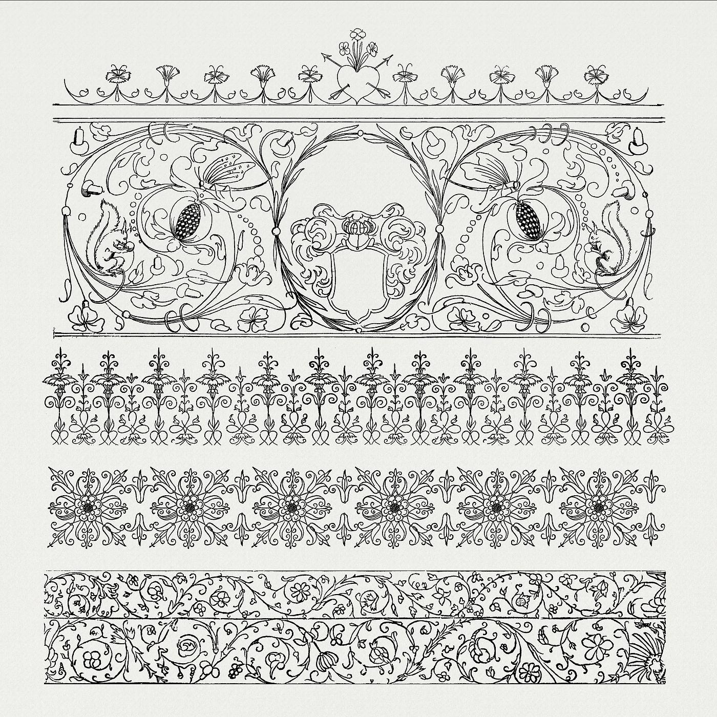 Vintage ornaments from the public domain, modified by rawpixel. Vintage ornaments from the public domain, modified by rawpixel.