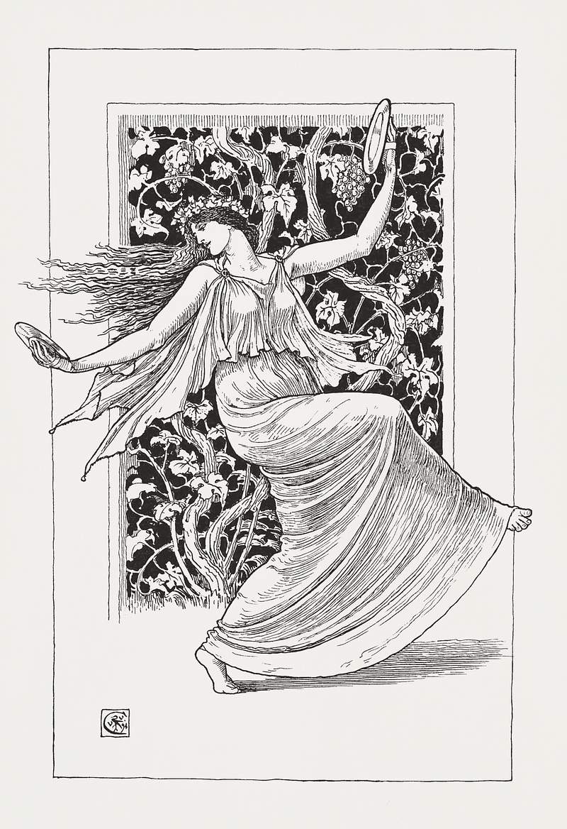 Walter Crane's illustration | Free public domain illustration Dancing Nymph (Nymphe Danseuse)
(1895) by Walter Crane. Original from The MET Museum. Digitally enhanced by rawpixel.