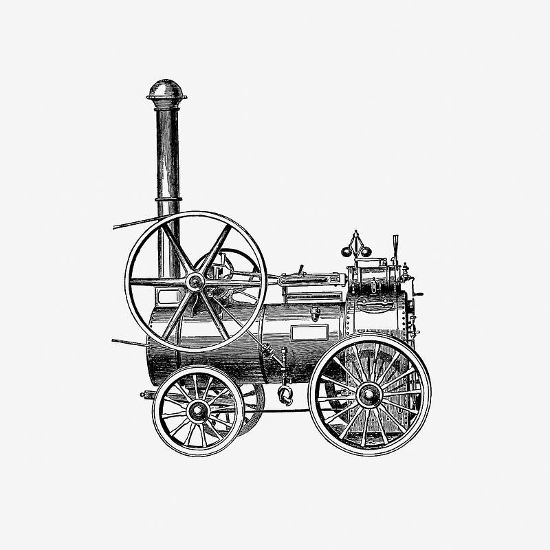 Portable steam engines | Free public domain illustration Portable steam engines design from the book Pawson and Brailsford’s Illustrated Guide to Sheffield and Neighbourhood…