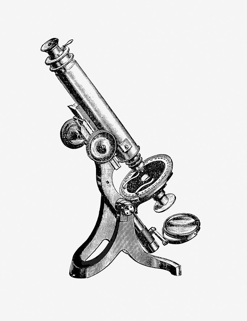 Microscope in vintage style | Free public domain illustration Petrological microscope with rotating stage published by C. Griffin & Co. (1893). Original from the British Library.…