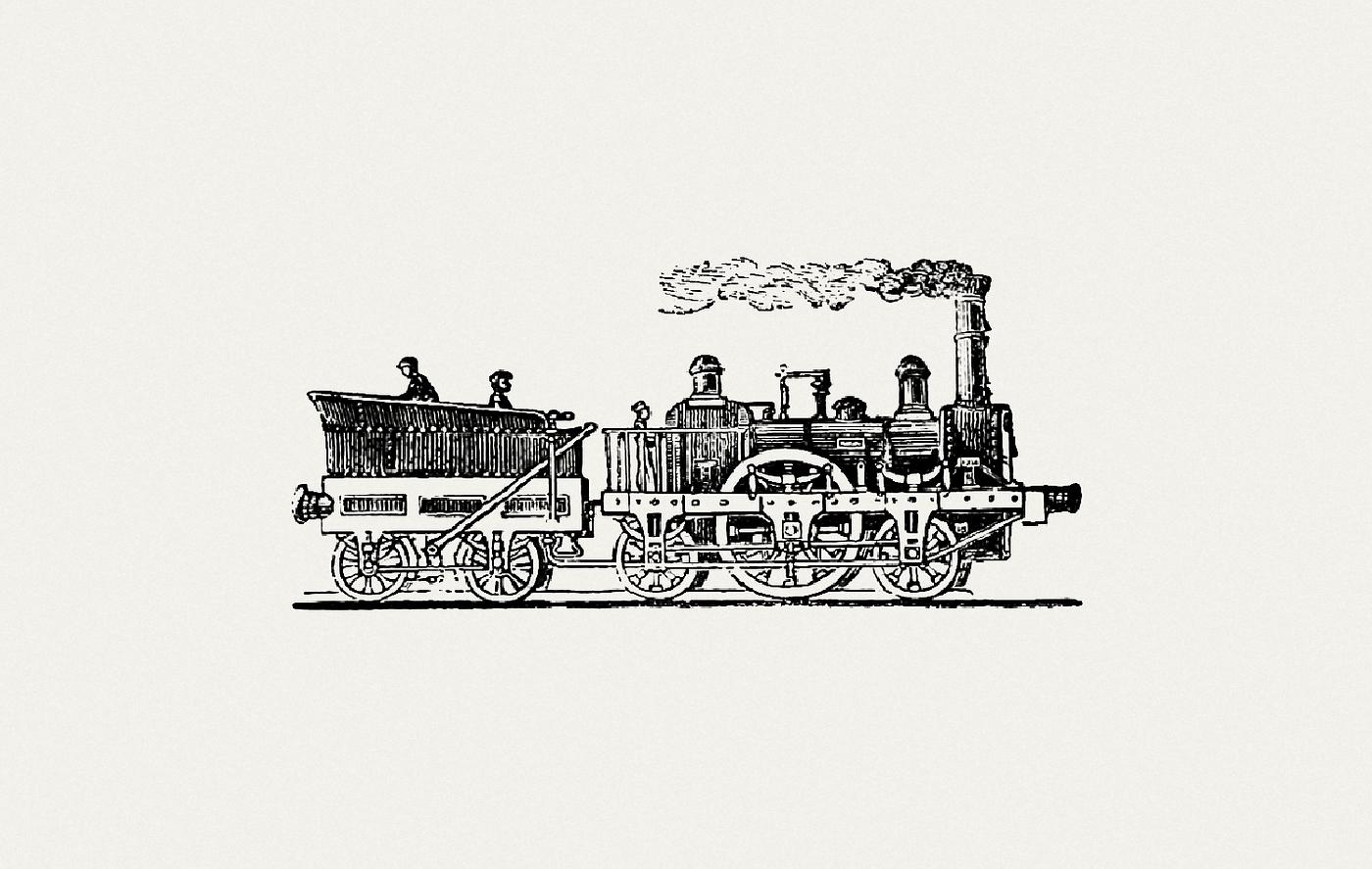 Vintage steam train illustration. Original from British Library. Digitally enhanced by rawpixel. Vintage steam train illustration. Original from British Library. Digitally enhanced by rawpixel.