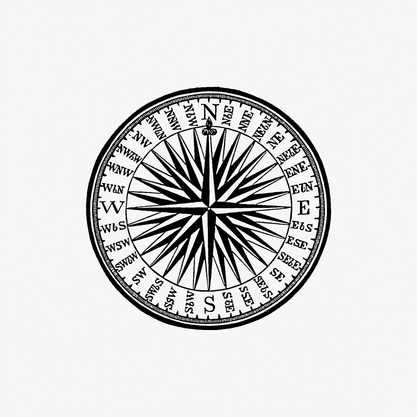 Vintage compass illustration Vintage Victorian style compass engraving. Original from the British Library. Digitally enhanced by rawpixel.