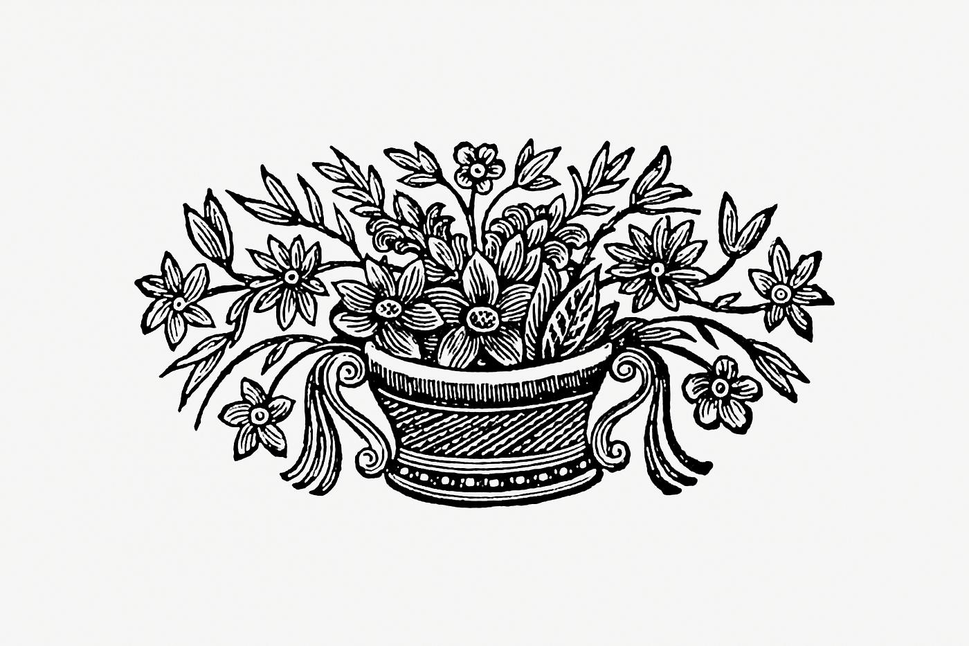 Vintage Victorian style flowers in a pot engraving. Original from the British Library. Digitally enhanced by rawpixel. Vintage Victorian style flowers in a pot engraving. Original from the British Library. Digitally enhanced by rawpixel.