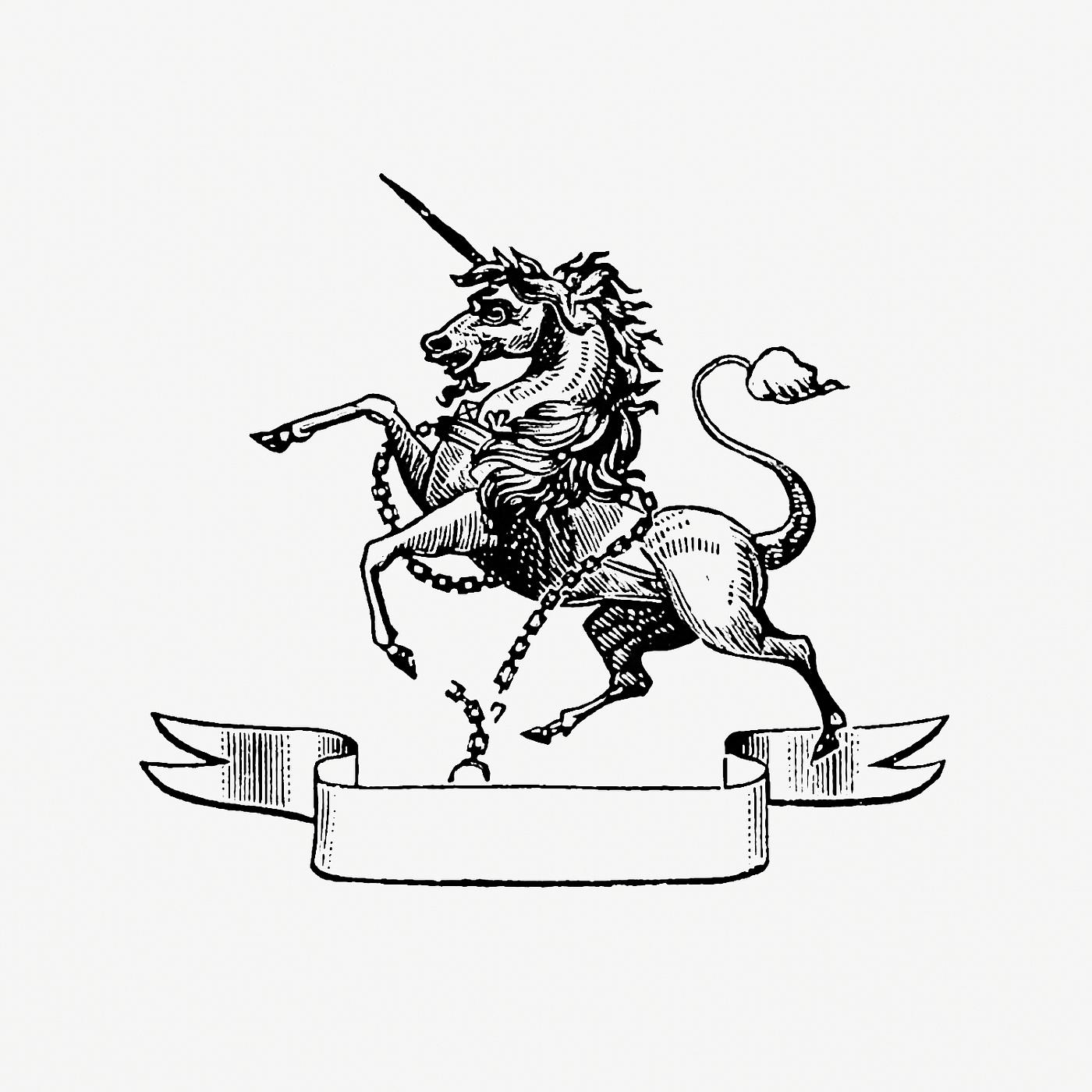 Vintage unicorn illustration Vintage Victorian style unicorn engraving. Original from the British Library. Digitally enhanced by rawpixel.