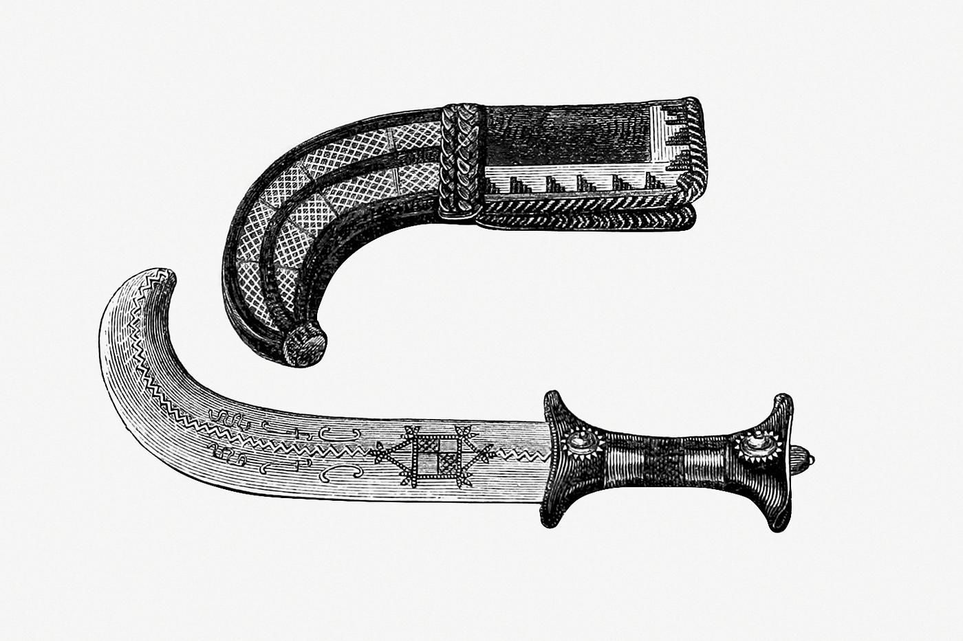 Vintage Victorian dagger Vintage Victorian style dagger engraving. Original from the British Library. Digitally enhanced by rawpixel.