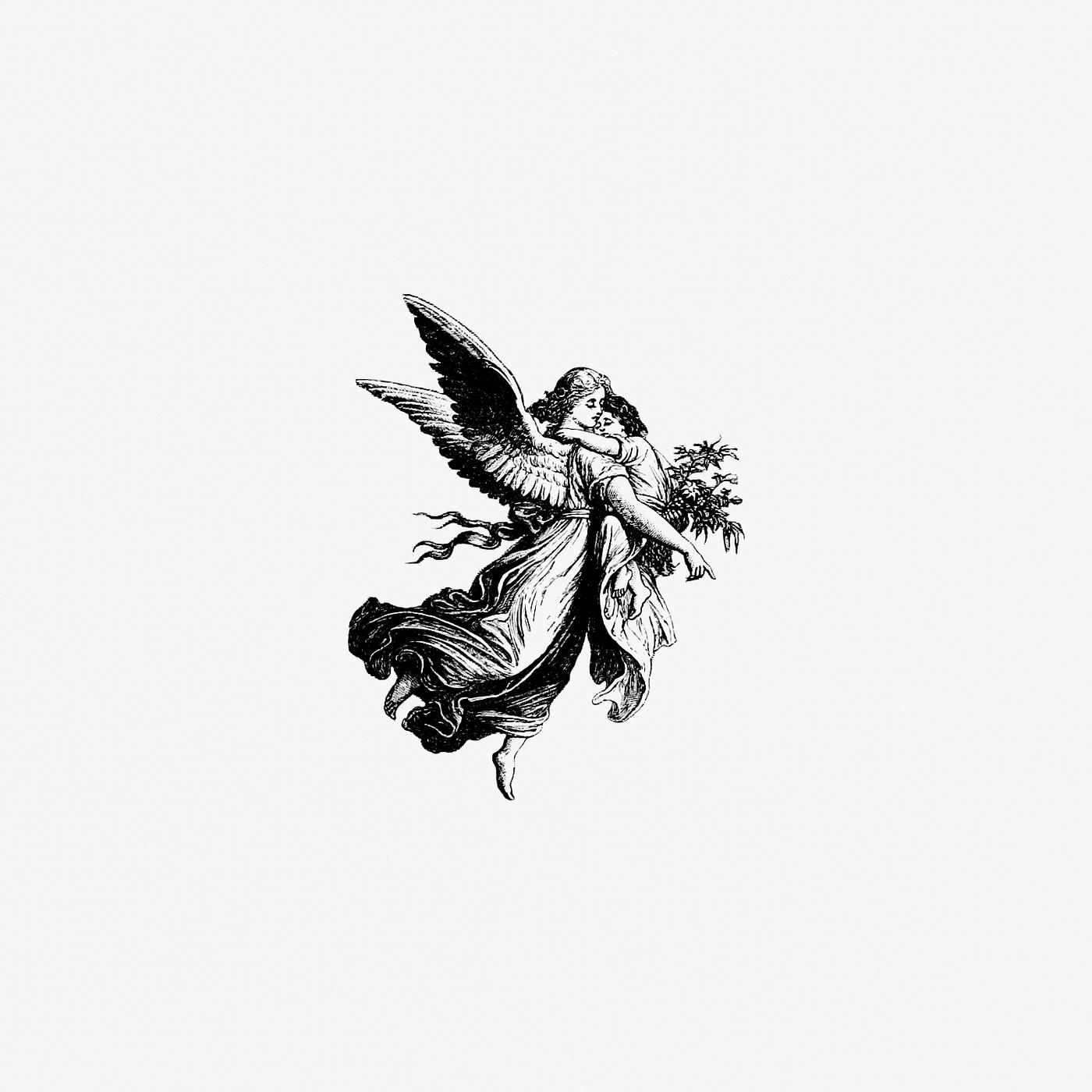 Vintage angel with a child illustration Vintage Victorian style angel. Original from the British Library. Digitally enhanced by rawpixel.