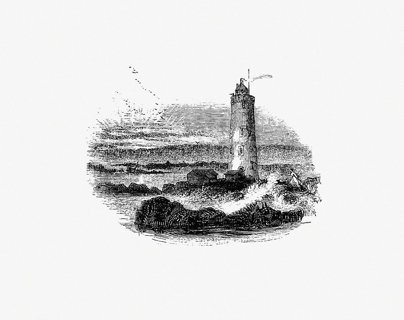 Farne Islands lighthouse Lighthouse in Farne Islands from Second Series. Chiefly in the Counties of Durham and Northumberland (1842) published by...