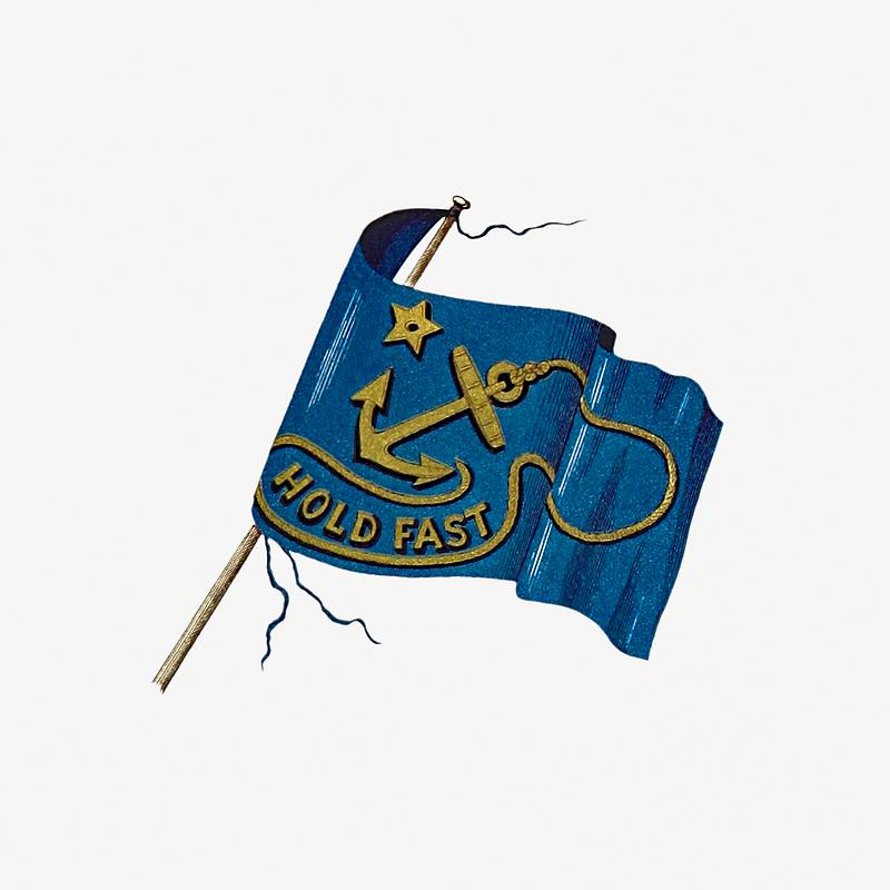 Nautical vintage flag Hold Fast flag from The Last Franklin Expedition With Fox, Capt. McClintock (1860) published by Carl Petersen. Original from…