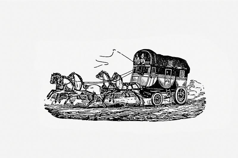Horse carriage vintage drawing Horse carriage from Aris-Nine, Or Dream And Reality. Great Phantasmagoria (1861) published by Charles Simon Pascal Soullier.…