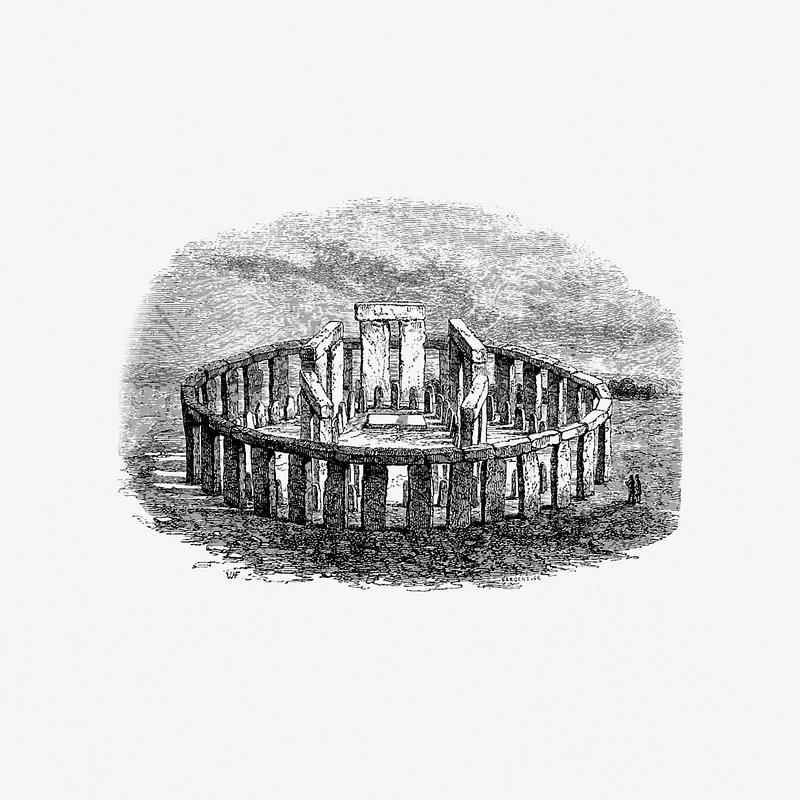 Stonehenge in UK Stonehenge from Ancient and Modern Travelers, or Choice of Travel Relationships published by Édouard Thomas Charton (1854).…
