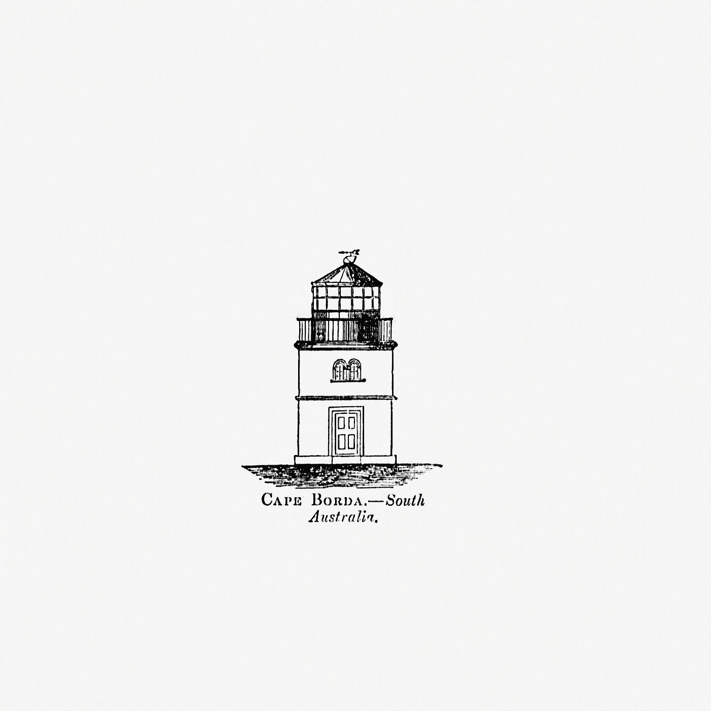 Lighthouse vintage drawing Cape Borda. South Australia from Circular relating to Lighthouses, Lightships, Buoys, and Beacons (1863) published by...