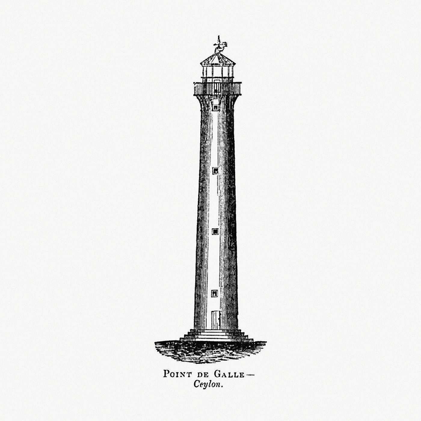Lighthouse vintage drawing Point de Galle, Ceylon from Circular relating to Lighthouses, Lightships, Buoys, and Beacons (1863) published by Alexander...