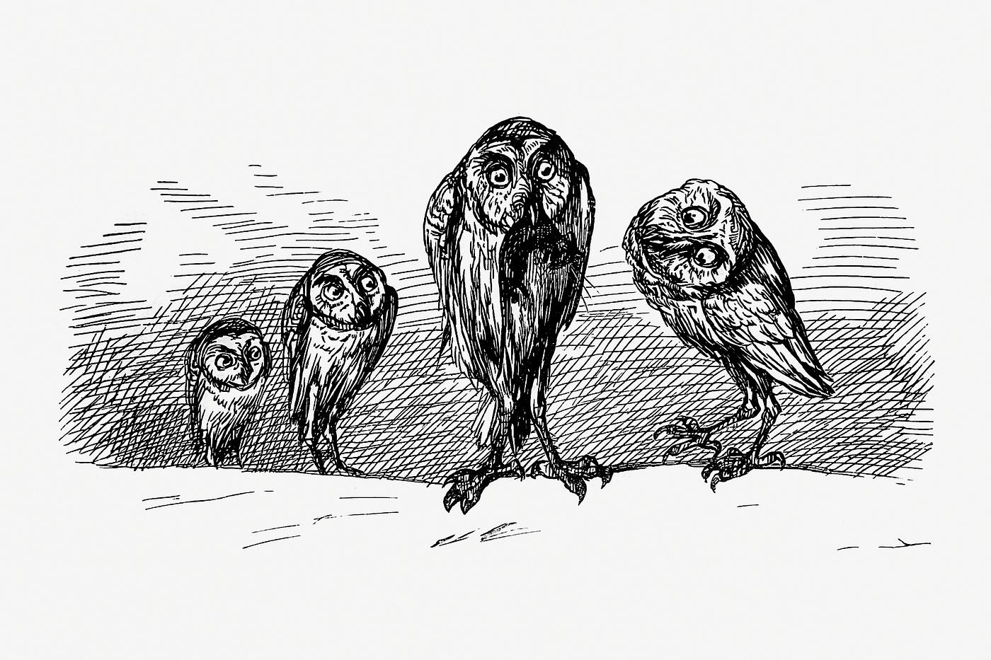 Owls from Griset's Grotesques (1867) published by Tom Hood. Original from the British Library. Digitally enhanced by... Owls from Griset's Grotesques (1867) published by Tom Hood. Original from the British Library. Digitally enhanced by...
