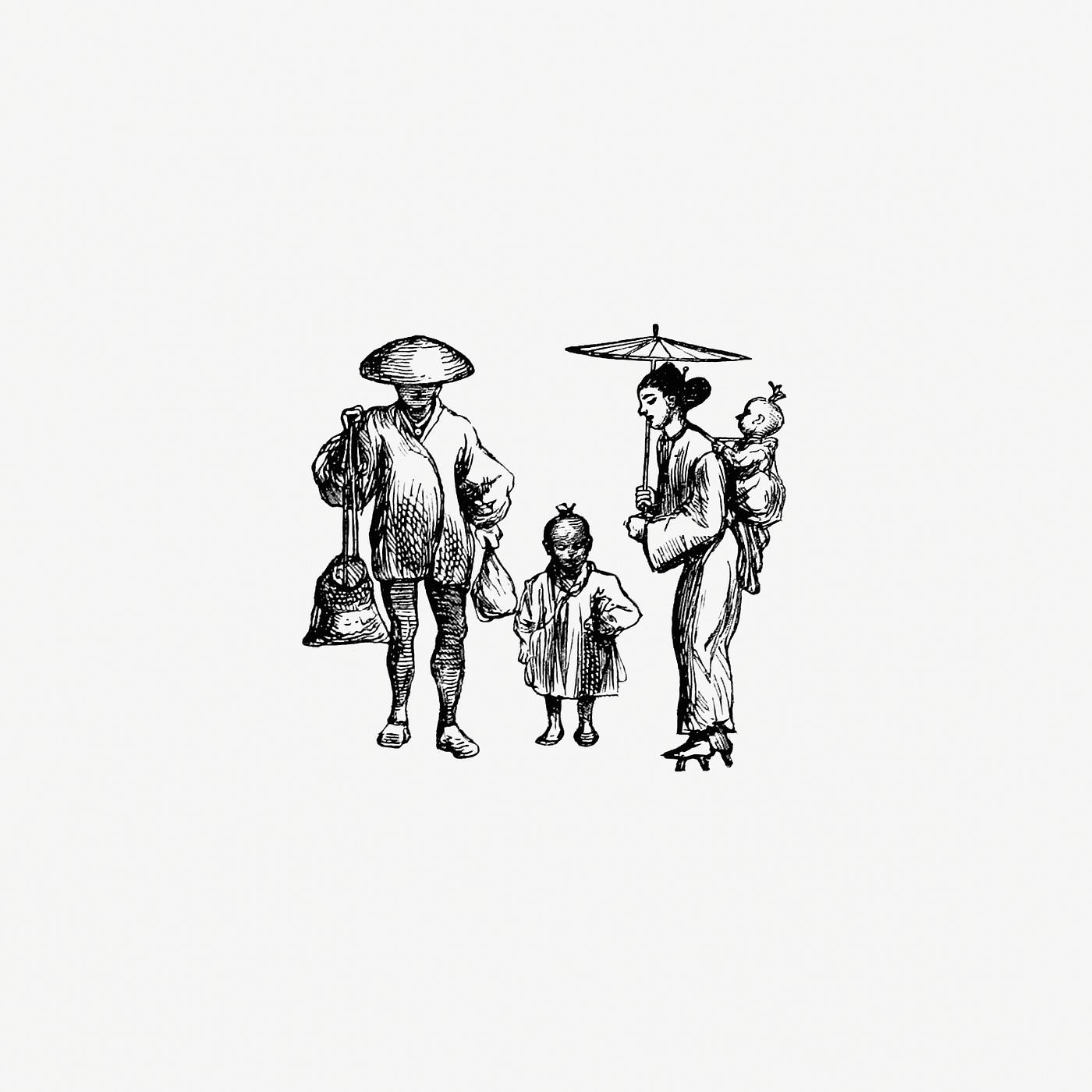 Japanese family from The World: Round It and Over It (1881) published by Chester Glass. Original from the British Library.... Japanese family from The World: Round It and Over It (1881) published by Chester Glass. Original from the British Library....