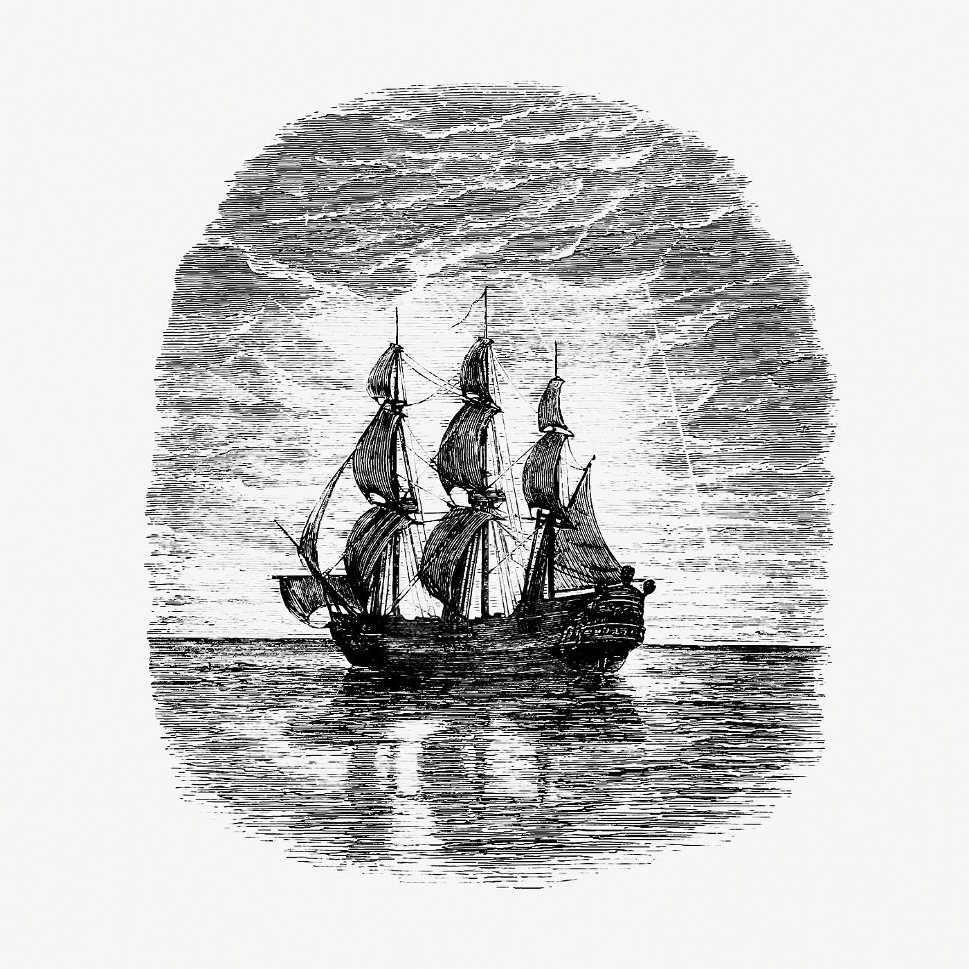 Sailing ship vintage drawing | Free public domain illustration - 573496