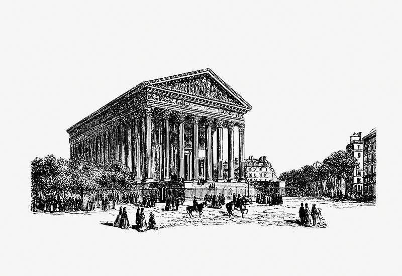Madeleine church in Paris | Free public domain illustration The Madeleine church from Underground, or Life Below the Surface. Incidents and Anecdotes Beyond the Light of Day, Startling…