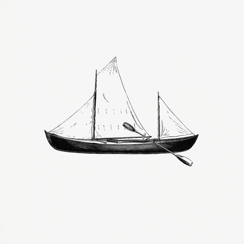 Ship with sails Full-rigged nautilus canoe from Voyage of the Paper Canoe.. From Quebec to the Gulf of Mexico... published by David Douglas…