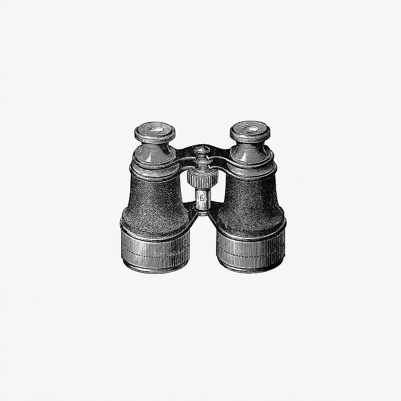 Antique binoculars drawing Binocular from Our Silver Streak or the Yachtsman's Guide From Harwich to Scilly published by Norie & Wilson (1892). Original…