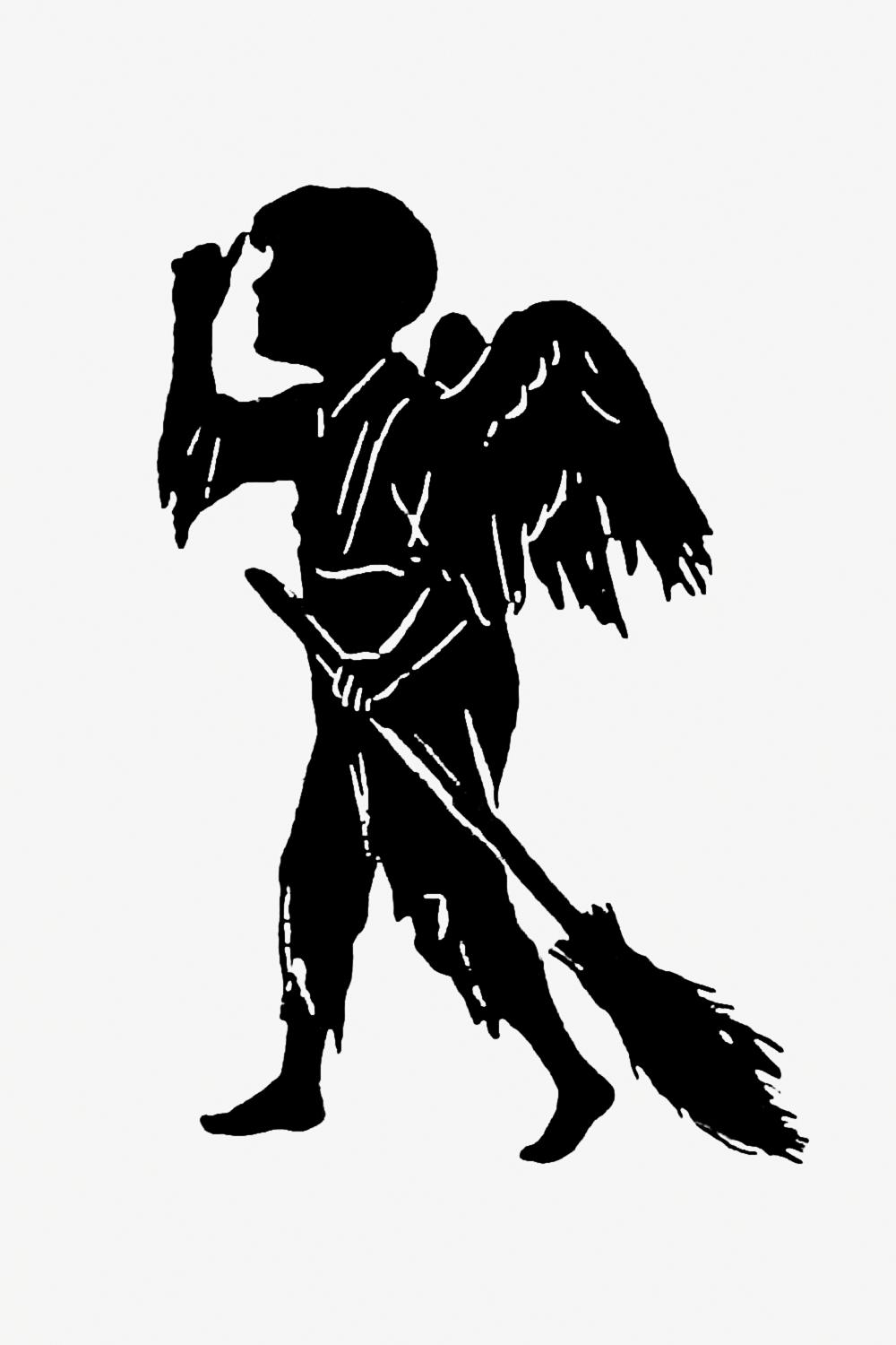 Ragged angel with a broomstick from Mr.Grant Allen's New Story Michael's Crag With Marginal Illustrations in... Ragged angel with a broomstick from Mr.Grant Allen's New Story Michael's Crag With Marginal Illustrations in...