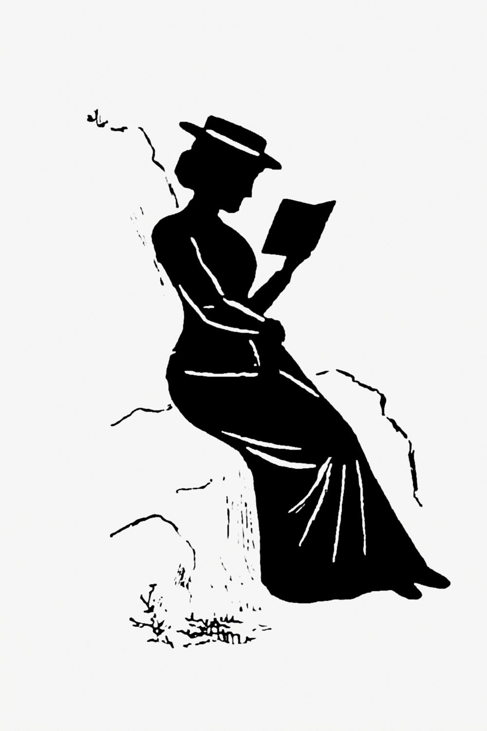 Lady reading a book silhouette | Free public domain illustration - 573338