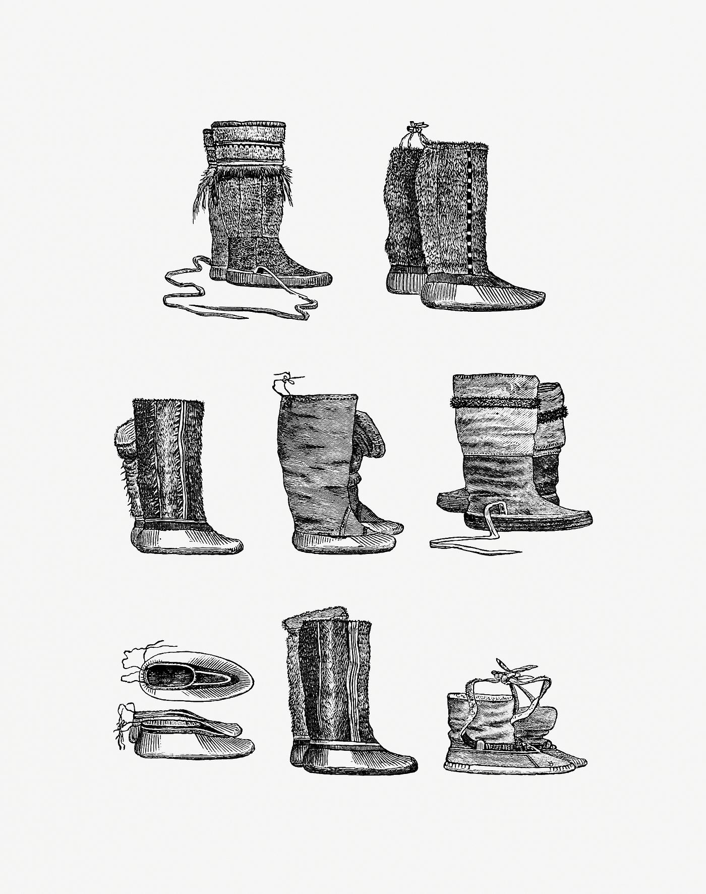 Eskimo boots and shoes of different ornaments from The American North Pole Expedition ... With Numerous Illustrations in... Eskimo boots and shoes of different ornaments from The American North Pole Expedition ... With Numerous Illustrations in...