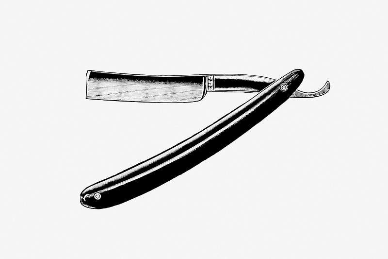 Vintage barber razor | Free public domain illustration Vintage shaving knife from History and Commerce of Rochester published by A.F Parsons Publishing Co. (1894). Original from…