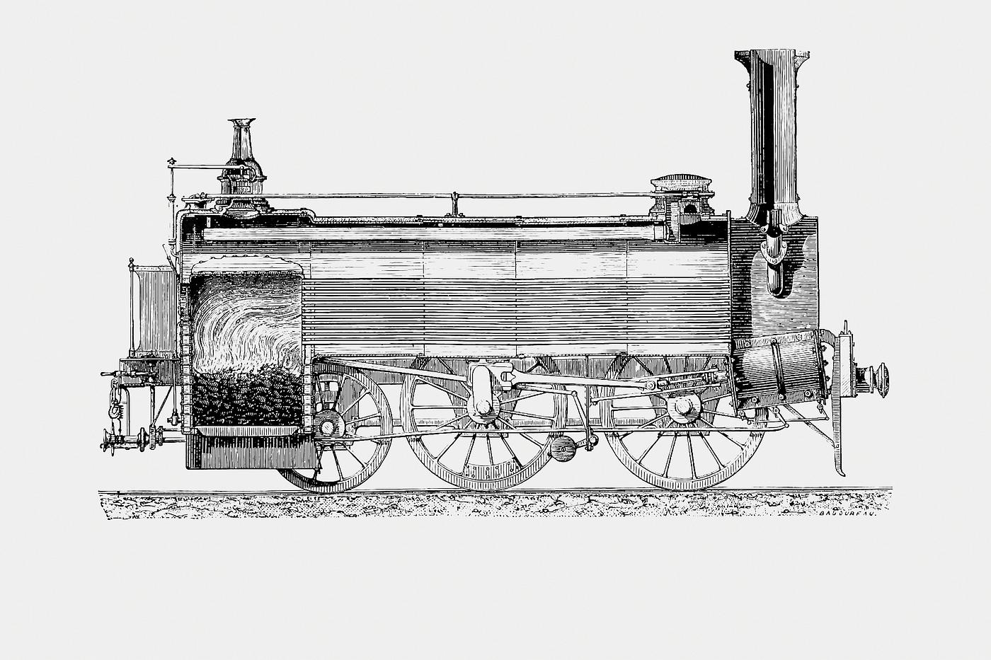 Steam train from Six Weeks of Vacation by Paul Poire (1880). Original from the British Library. Digitally enhanced by... Steam train from Six Weeks of Vacation by Paul Poire (1880). Original from the British Library. Digitally enhanced by...