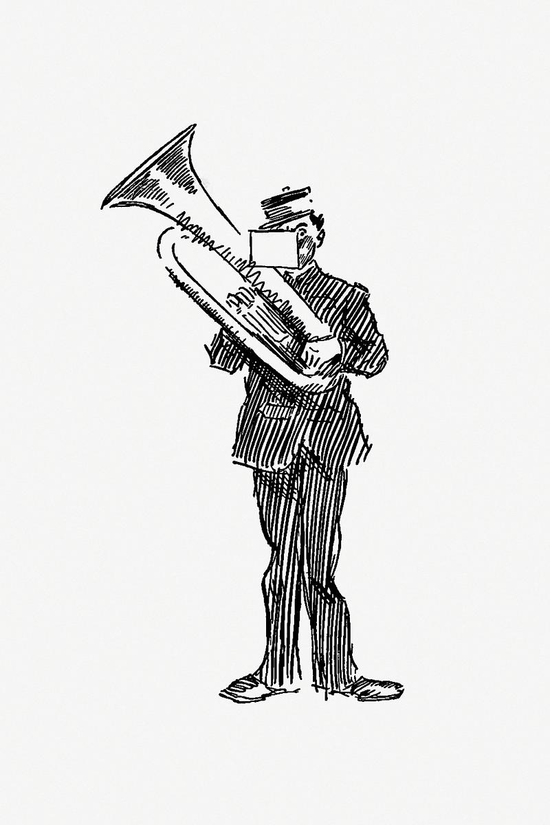 Parade brass player Parade brass musician from The Z.Z.G or Zig Zag Guide Round And About The Bold And Beautiful Kentish Coast... Illustrated by…