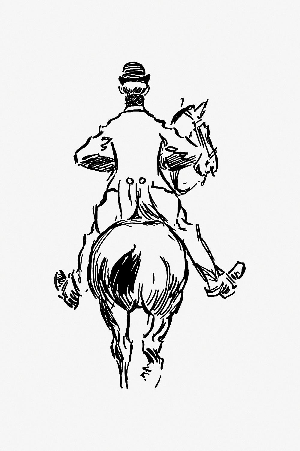 Rear side of man on a horseback from The Z.Z.G or Zig Zag Guide Round And About The Bold And Beautiful Kentish Coast...... Rear side of man on a horseback from The Z.Z.G or Zig Zag Guide Round And About The Bold And Beautiful Kentish Coast......