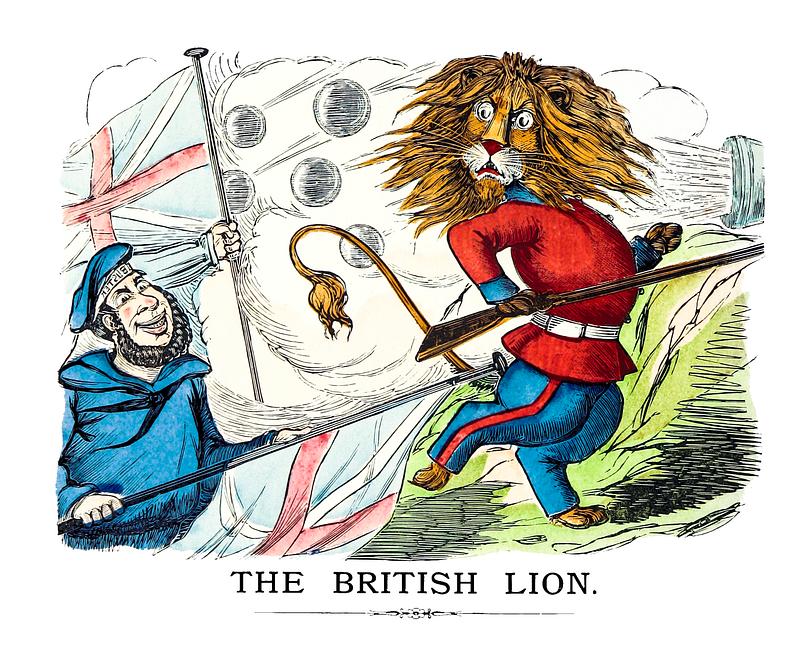 British lion vintage drawing The British lion from Un-Natural History Not Taught In Bored Schools, etc published by Simpkin, Marshall & Co. (1883).…