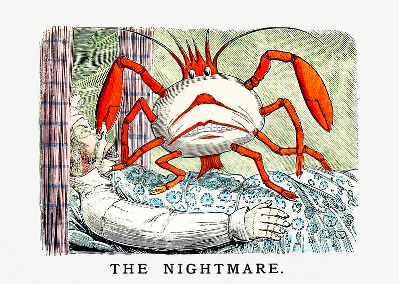 Crab nightmare vintage artwork The nightmare from Un-Natural History Not Taught In Bored Schools, etc published by Simpkin, Marshall & Co. (1883). Original…