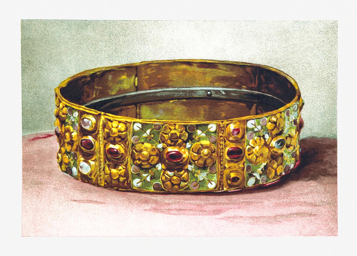 Antique royal crown | Free public domain illustration Crown of the Lombard kings, called Iron Crown, preserved in Monza from Chroniclers Of The History Of France From The Origins…