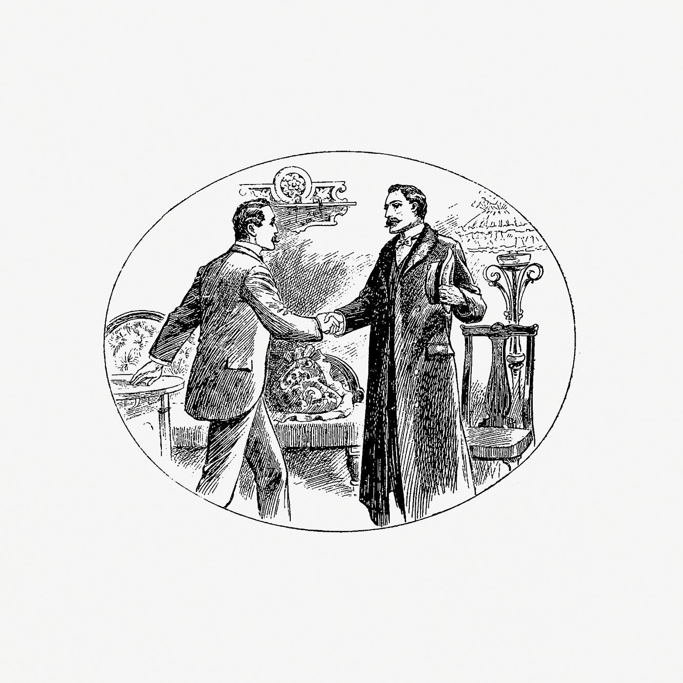 Gentlemen shaking hands from Thrilling Life Stories for the Masses published by Thrilling Stories’ Committee (1892).... Gentlemen shaking hands from Thrilling Life Stories for the Masses published by Thrilling Stories’ Committee (1892)....