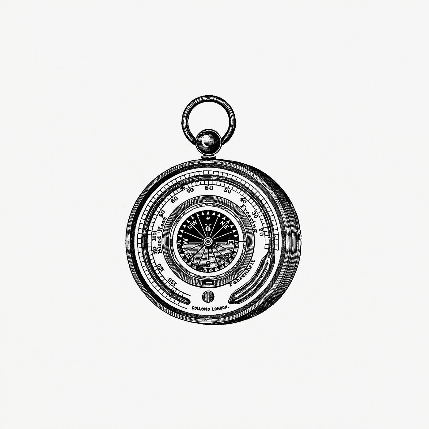 Aneroid barometer vintage drawing Aneroid barometer from published by Henry Herbert (1872). Original from the British Library. Digitally enhanced by rawpixel.
