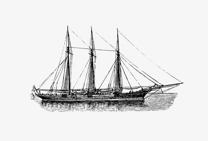 Ship at sea vintage drawing | Free public domain illustration The Sunbeam when first launched from Sunshine And Storm In The East, Or Cruises To Cyprus And Constantinople illustrated by…