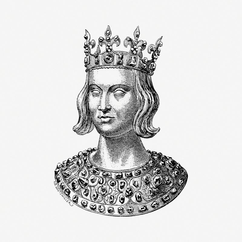 Royalty with a crown Royalty from Chroniclers Of The History Of France From The Origins To The Sixteenth Century illustrated by D. Maillart…