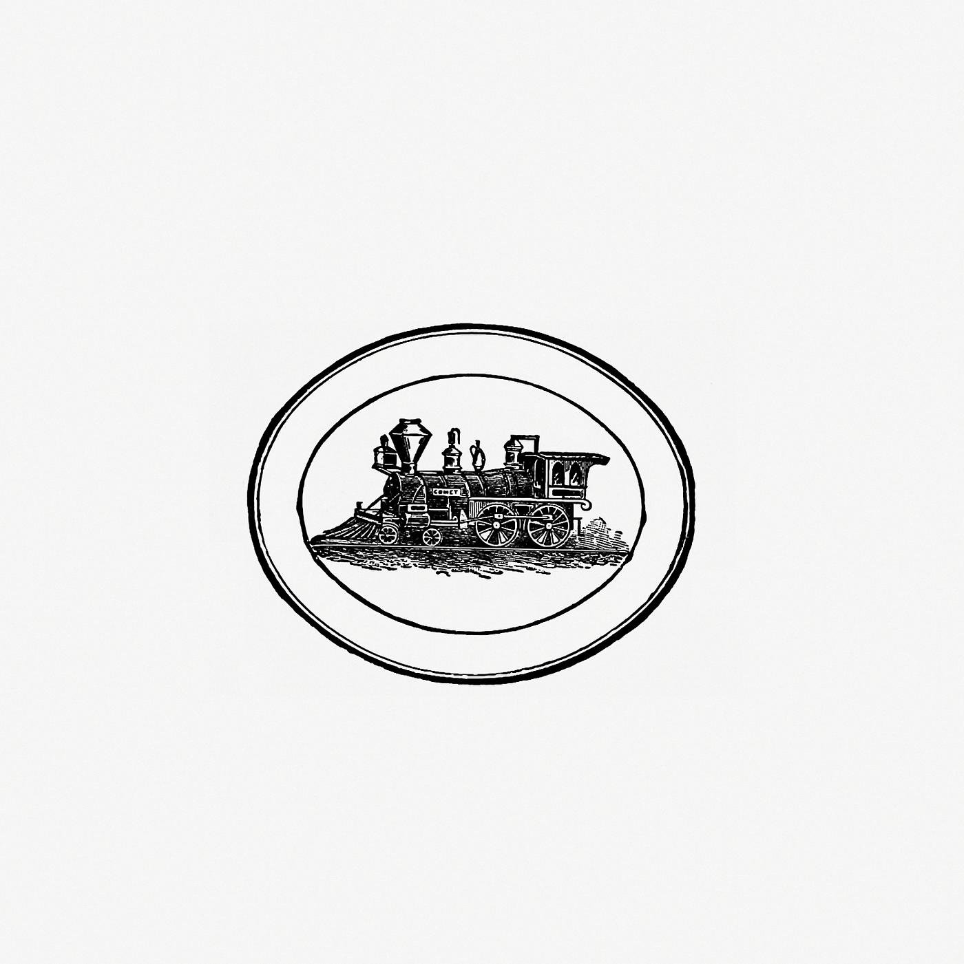 Steam engine train stamp design from The New South. A Description Of The Southern States, Etc published by Manufacturers... Steam engine train stamp design from The New South. A Description Of The Southern States, Etc published by Manufacturers...