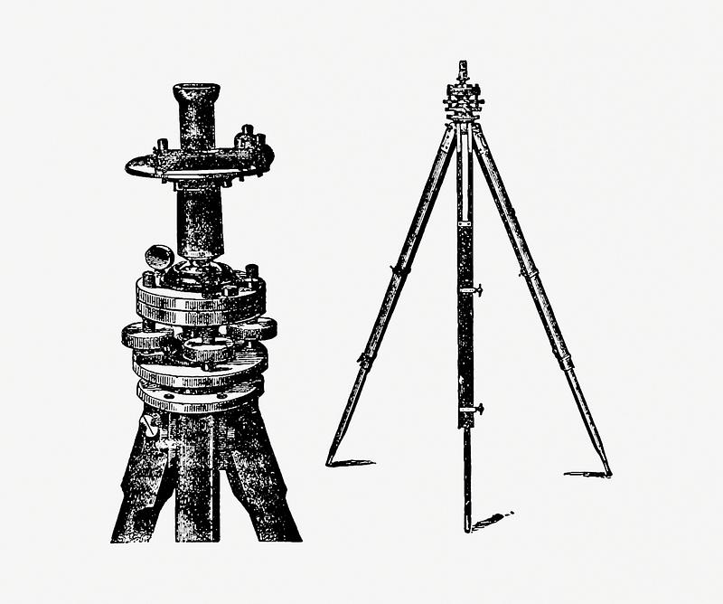 Tripod in vintage style Tripod from A Treatise On Mine-Surveying... With... Diagrams published by C. Griffin & Co. (1899). Original from the British…