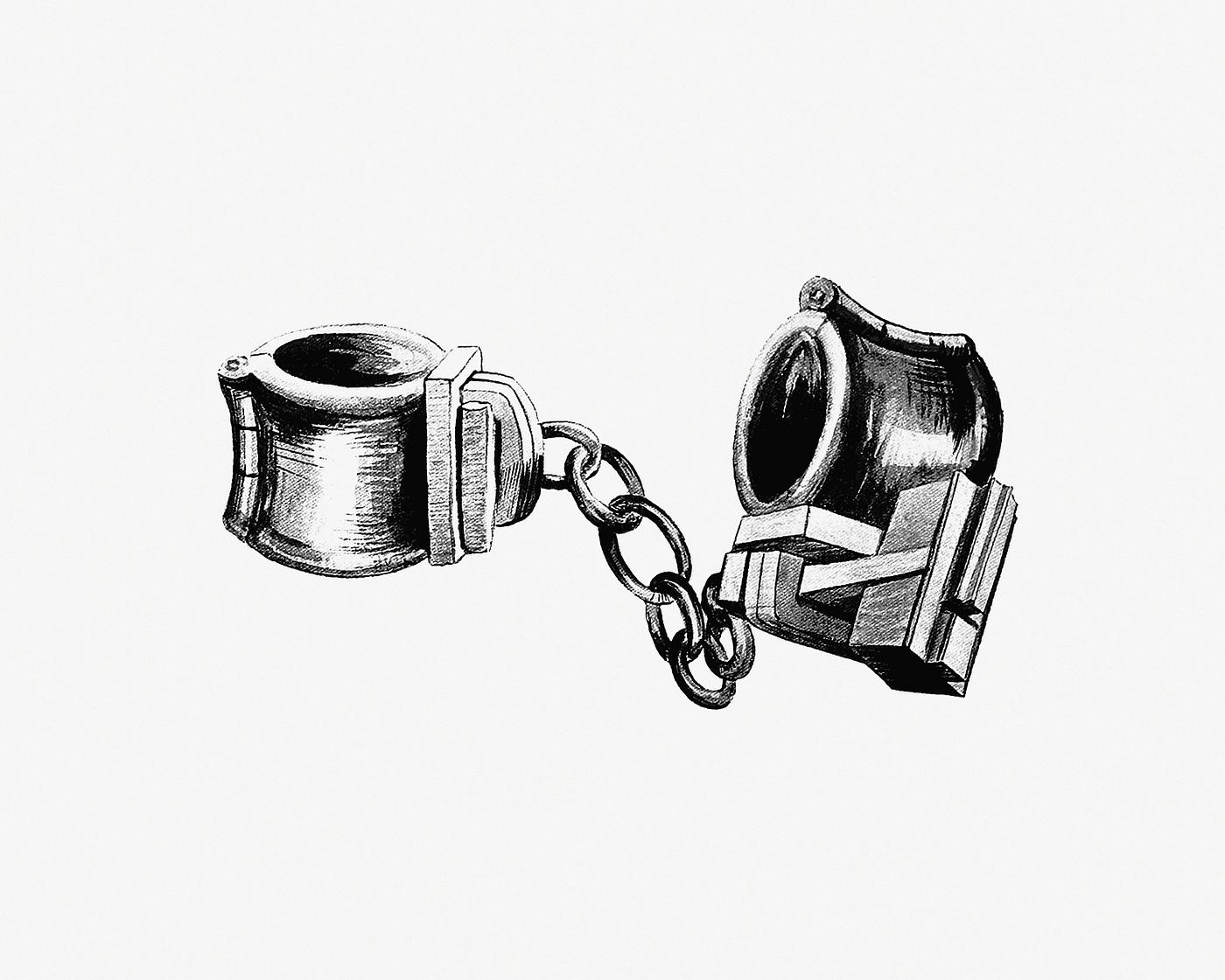 Handcuffs vintage drawing | Royalty free illustration - 572807