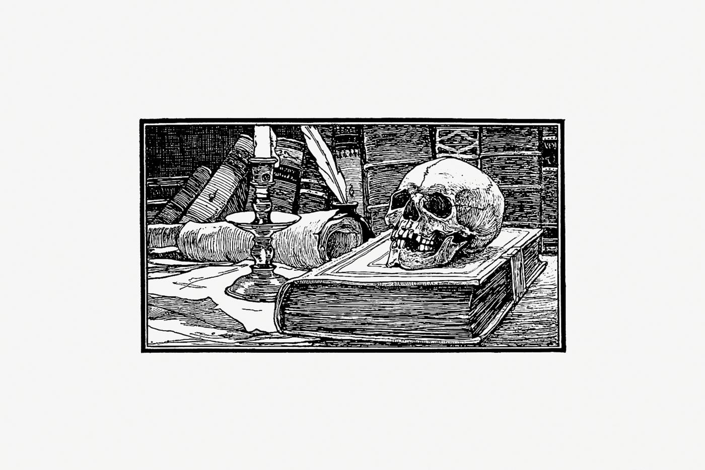 Skull and books from Half A Century, 1848-1898. The Netherlands Under The Direction Of King Willem The Third And The Regency... Skull and books from Half A Century, 1848-1898. The Netherlands Under The Direction Of King Willem The Third And The Regency...