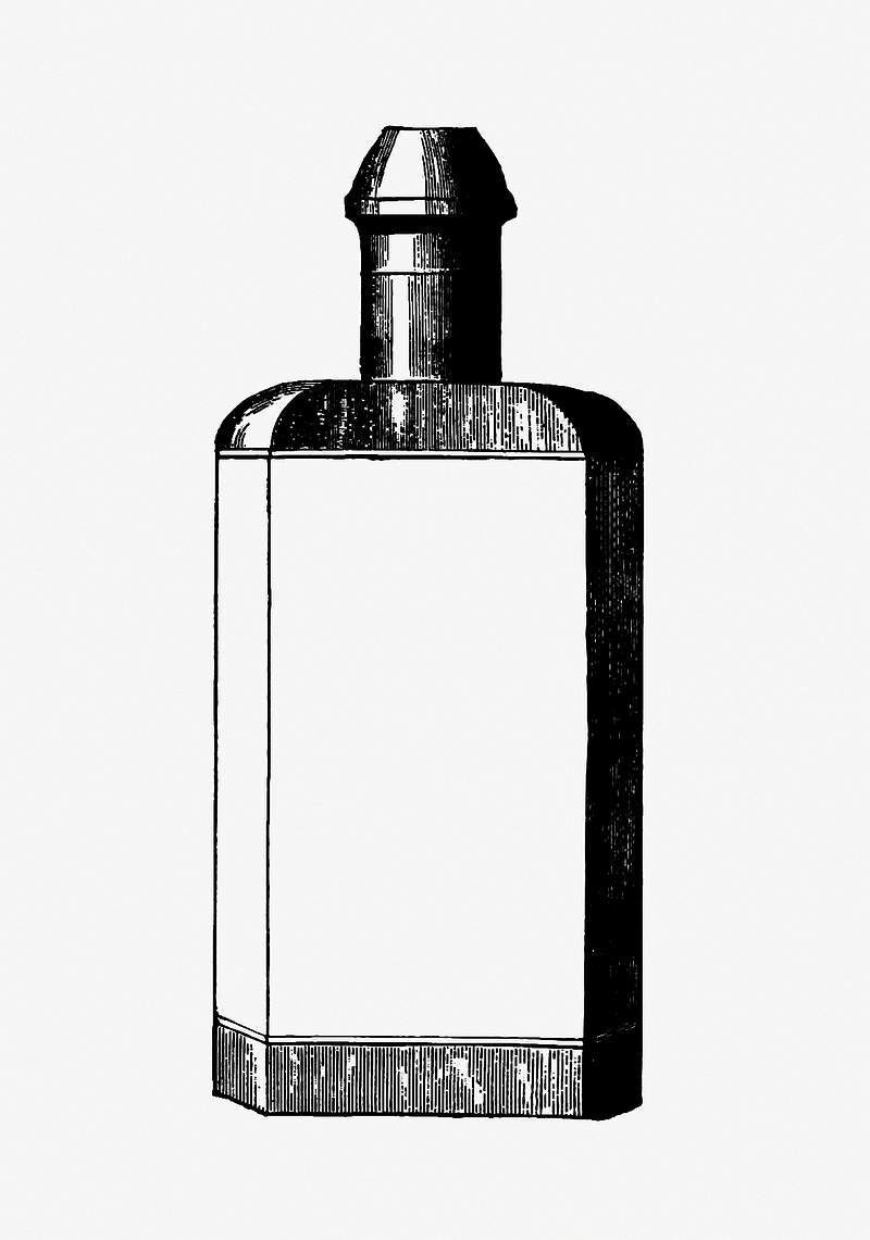 Cologne bottle in vintage style | Free public domain illustration Cologne bottle from Jersey Illustrated, Etc, Appendix published by Jersey Commercial Association (1890). Original from the…